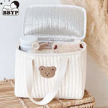 Вышивка Милый Медведь, сумка для мамы, Многофункциональная сумка для младенцев, сумка-мессенджер на одно плечо, сумка для мамы, упаковка для хранения в холодильнике