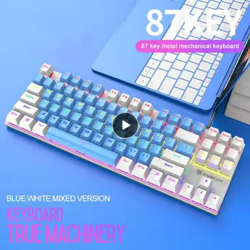 Геймерская клавиатура Механическая Клавиатура 87-клавишная Разноцветная Световая многоцветная Клавиша Электронная Игровая Игровая клавиатура Rgb Usb Mini Usb