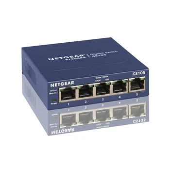 Гигабитный коммутатор Netgear GS105 с 5 портами 10/100/1000 Gigabit Ethernet, пропускная способность 10 Гбит/с, неуправляемый настольный коммутатор