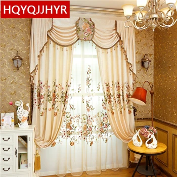 Горячие китайские роскошные шторы с вышивкой в королевском стиле для гостиной, шторы из вышитой вуали, занавески для спальни