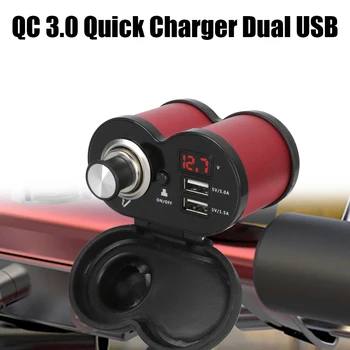 Двойной USB-порт, гнездо Прикуривателя, Водонепроницаемое Пылезащитное зарядное устройство на руль мотоцикла, Цифровой вольтметр QC 3,0, адаптер