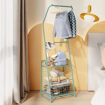 Домашняя детская вешалка для одежды, Креативная детская вешалка для одежды в спальне, Угловая Напольная вешалка, Корзина для хранения Большой емкости