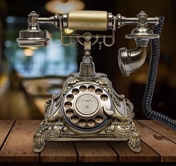 Европейский антикварный телефон с поворотным циферблатом, ретро стационарный телефон с механическим кольцом, проводной ретро-телефон для домашнего офиса