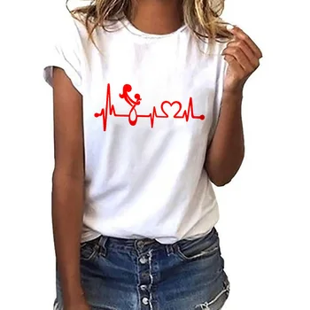 Женская Летняя футболка для девочек 90-х, футболка с принтом электрокардиограммы, женская футболка с круглым вырезом и коротким рукавом, женская футболка