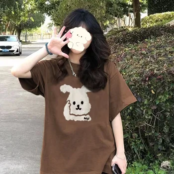 Женские короткие футболки Retor kawaii, студенческие топы, Летняя корейская винтажная повседневная Одежда Оверсайз, универсальная одежда для друзей