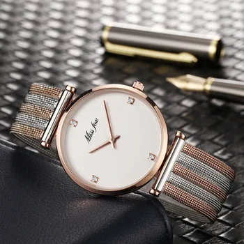Женские часы Класса Люкс MISSFOX, популярный бренд, ультратонкие часы из Розового золота, модный сетчатый ремешок, минималистичные женские часы, женские часы