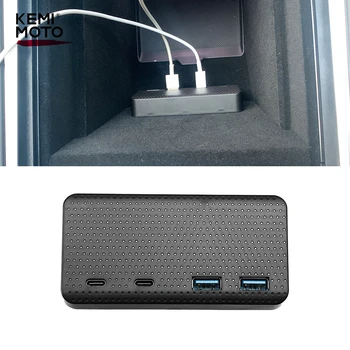 Зарядное устройство Удлинитель Автомобильный Type-C Speed Max USB 3,0 Концентратор Для Tesla Model 3 & Y 2021 23 Вт Телефон Разветвитель USB Портов Автомобильные Аксессуары