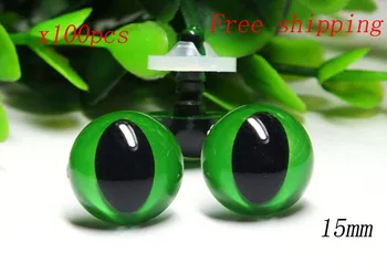 защитные глаза зеленого цвета 100шт 15 мм/Пластиковые глаза куклы-кошки