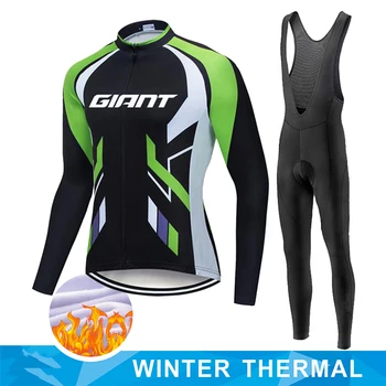 Зимняя Велосипедная одежда 2023 GIANT Men С Длинными рукавами, комплект из термо-флиса, Джерси для Велоспорта, Велосипедная одежда MTb, Майо, Велосипедная форма