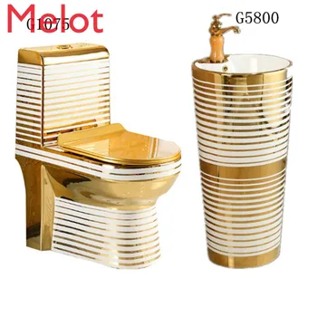 золотой керамический унитаз для ванной комнаты золотой унитаз с раковиной для мытья посуды SASO gold color туалет