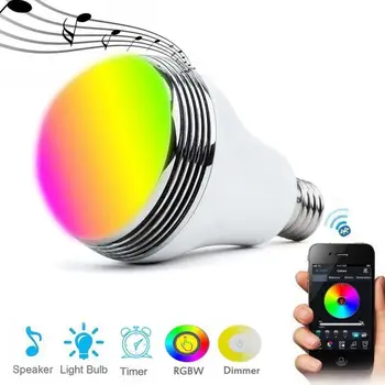 Интеллектуальная лампочка Bluetooth LED с дистанционным управлением E27, красочные музыкальные лампочки, лампа для домашнего праздничного освещения