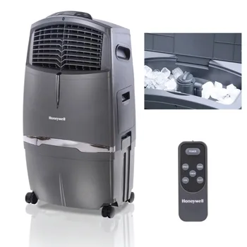 Испарительный охладитель воздуха Honeywell 525 CFM для помещений (Swamp Cooler) с дистанционным управлением серого цвета