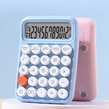 Калькулятор с АБС-пластиком Эргономичный дизайн Калькулятор Ретро Круглый калькулятор с механическим переключателем Легкий для офиса