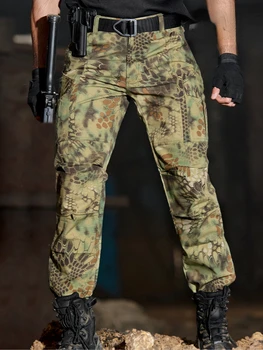 Камуфляжные тактические брюки с рисунком питона, мужские водонепроницаемые военные походные брюки, брюки