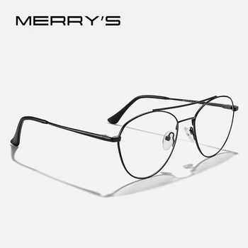 Классические оправы для очков MERRYS DESIGN Pilot Для Мужчин И женщин, Оптические очки из титанового сплава, мужские Роскошные оправы для очков S2457