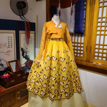 Корейский Народный костюм Невесты, Свадебный тост, Ханбок, свадебное платье с вышивкой бабочкой