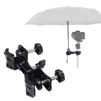 Крепление для зонтика для камеры, уличный штатив, Держатель для зонтика, кронштейн для крепления, U-образный зажим с двойной головкой, Аксессуар для фотосъемки