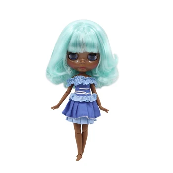 ЛЕДЯНАЯ кукла DBS Blyth 1/6 bjd с супер черной кожей, голубыми волосами и стеклянным лицом, обнаженным телом BL136/4268