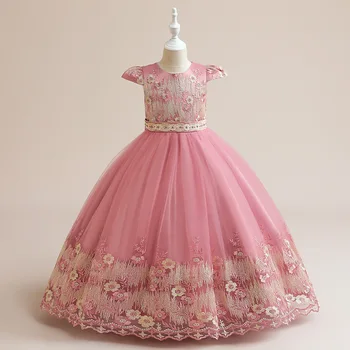 Летнее платье для девочек, Платья Принцесс для маленьких девочек, Детские Костюмы для выступлений на фортепиано на День рождения, Свадебная одежда для девочек в цветочек