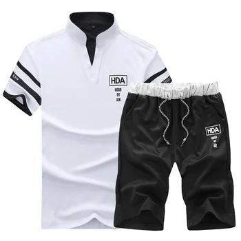 Летняя мужская спортивная одежда для фитнеса 2023, модная брендовая мужская одежда, свободный костюм для бега большого размера, футболка, шорты, комплект из 2 предметов