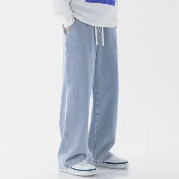 Лето 2023, Новые модные Мешковатые широкие брюки для мужчин, Прямые Повседневные Свободные корейские джинсы, хип-хоп Harajuku, мужские Винтажные брюки