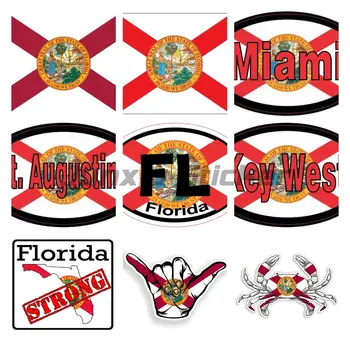 Майами-Флорида Флаг Государства Наклейки Автомобиль Грузовик Автомобиля Бампер Наклейка Авто Мотокросс Ноутбук Багажнике Шлем Виниловая Водонепроницаемая Наклейка