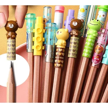 Милый мультяшный колпачок для карандаша, ручка, удлинитель для карандаша, канцелярские принадлежности для школьников, Пластиковый протектор для карандаша