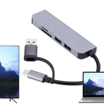 Мини USB C Концентратор Многопортовый USB Type C Адаптер 5 В 1 С Портами TF 5 Портов Питания USB C Концентратор Для Портативного Компьютера