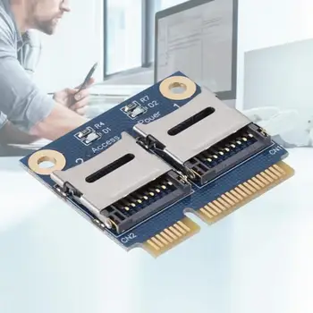 Мини-адаптер PCI-E для 2MicroSD Riser card PCI-Express для ноутбука с двойным TF, устройство чтения SSD-карт, Конвертер-удлинитель