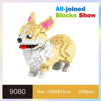 Миниатюрные строительные блоки для собак с мультяшным животным, Аниме, домашняя собака, модель строительного блока из мелких частиц, собранная игрушка, детский Подарк1020