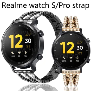 Модный роскошный ремешок для смарт-часов Realme watch, латунный металлический сменный браслет для ремня realme watch s pro для часов