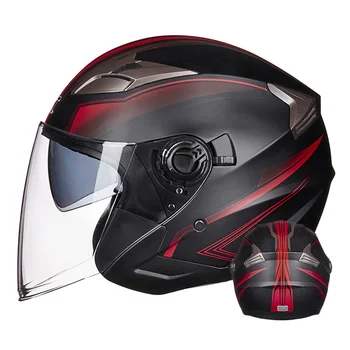 Мотоциклетный шлем GXT с половиной лица ABS rbike, электрический защитный шлем с двойными линзами для женщин/мужчин Casco  #