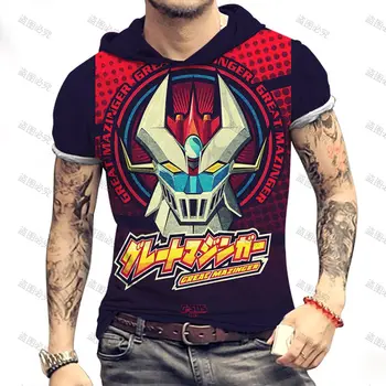 Мужская футболка с капюшоном Mazinger Z В стиле Аниме Харадзюку, Высококачественная трендовая футболка с коротким рукавом 3XL, Модная одежда Первой необходимости Y2k
