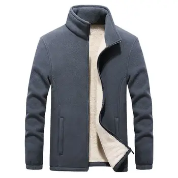 Мужские куртки Шерпа, флисовое толстое пальто, серый Спортивный топ для активного отдыха, куртка толстяка размера плюс