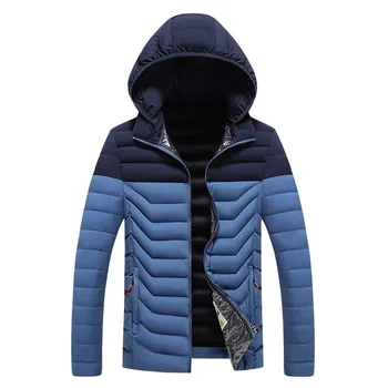 Мужские пуховики Зимние лоскутные с капюшоном, уличное ветрозащитное водонепроницаемое хлопчатобумажное пальто с подкладкой, мужская куртка Homme