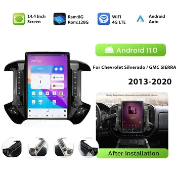 Мультимедийный плеер с Сенсорным экраном 14,4 Для Chevrolet Silverado/GMC SIERRA 2013-2020, Автомобильное радио, GPS, CarPlay, Android 11, Авто Стерео