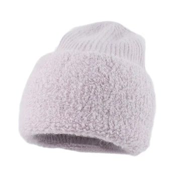 Мягкая теплая зимняя шапка из натурального кроличьего меха, зимние шапки для женщин, модные шерстяные шапочки-бини, женская однотонная шапочка для взрослых