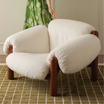 Набор деревянная комната /капок диван-кресло ленивая современная простая гостиная спальня небольшая квартира однотонная ткань из массива дерева