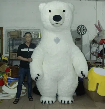 Надувной костюм белого медведя 3 М, рекламирующий костюм для косплея на Хэллоуин для взрослых, Костюм талисмана Белого медведя с короткими волосами
