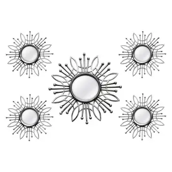 Настенные зеркала Starburst, серебристые, набор из 5