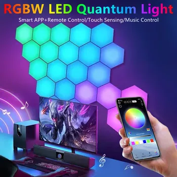 Настенные светильники в виде шестигранных сот для помещений RGB Bluetooth LED приложение Пульт дистанционного Управления Ночник Компьютерная игровая Комната Прикроватный декор для спальни