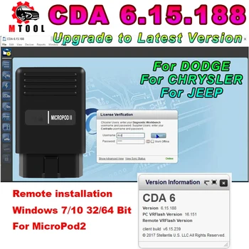 Новое инженерное программное обеспечение CDA 6.15.188 CDA6 Работает с MicroPod 2 для загрузки FLASH-файлов И РЕДАКТИРОВАНИЯ VIN-КОДА для DODGE/CHRYSLER/ JEEP