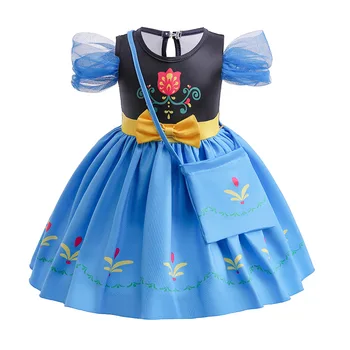Новое Летнее Платье Принцессы Frozen Anna Baby с короткими рукавами и Принтом для маленькой девочки, Косплей-костюм Для Детского Дня Рождения, Карнавальная одежда