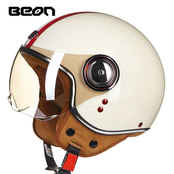 Новое поступление, мотоциклетный шлем BEON, винтажный шлем для скутера с открытым лицом, ретро шлем для электровелосипеда, одобренный ЕЭК, флаг Италии, moto casco B110B