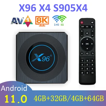 Новый X96 X4 Smart TV Android 11 TV Box Amlogic S905X4 Телеприставка 4 ГБ 32 ГБ 64 Гб Двойной WIFI 8K Интернет-ТВ Ресивер X96X4