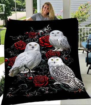 Одеяло с 3D-печатью Rose Owl