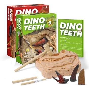 Окаменелости когтей и зубов динозавра, набор для раскопок зубов динозавра, набор для археологии динозавров, набор для детей, игрушка для раскопок динозавров