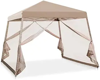 Палатка с откидным навесом на наклонной ножке с москитной сеткой (64 квадратных фута тени) Для установки на одного человека На открытом воздухе с мгновенным складыванием (Gra