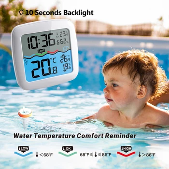 Плавающий Цифровой термометр для бассейна, работающий на солнечной энергии, Открытый термометр для бассейна, Водонепроницаемый ЖК-дисплей, Аксессуары для спа-бассейна