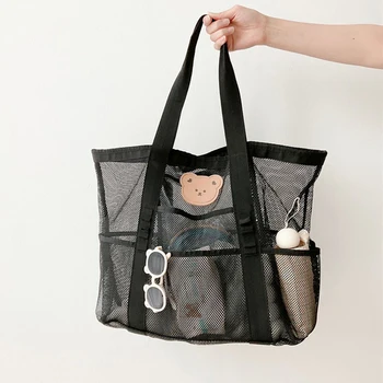 Пляжная сумка в Корейском стиле Большой емкости, Сетчатая летняя сумка для мамы на открытом воздухе, сумка для мамы на одно плечо, Органайзер для хранения подгузников, Детские сумки для плавания